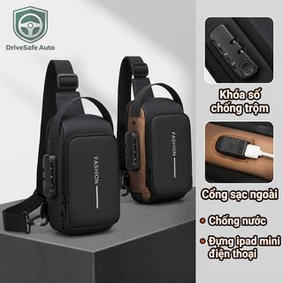 Túi Đeo Ngang Chống Thấm Nước Da PU Kết Hợp Khóa Cổng Sạc USB Phù Hợp Với iPad Mini Điện Thoại Hàng Ngày