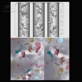 [hatheaven] 3D Silicone Mềm Móng Tay Đại Dương Nàng Tiên Cá Mẫu Móng Tay Nghệ Thuật Khuôn Cá Vàng Koi NútCarves Bản Mẫu Hoạt Hình Cho Móng Tay DIY Phụ Kiện Đẹp