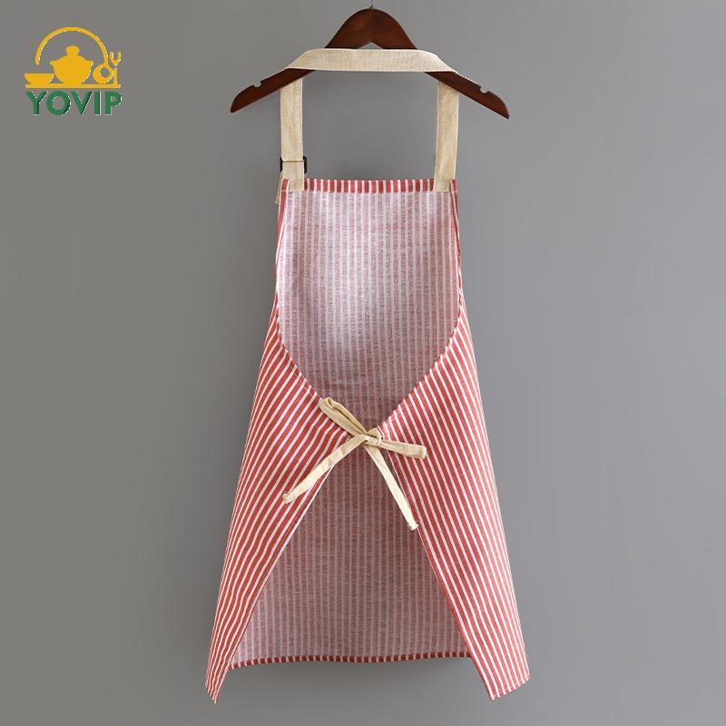 YOVIP Tạp Dề Không Tay Thoáng Khí Treo Ne Tạp Dề Nhà Hàng Vải Lanh Cotton Đặc Biệt Vệ Sinh Nhà Bếp Tạp Dề Sọc Dọc VN