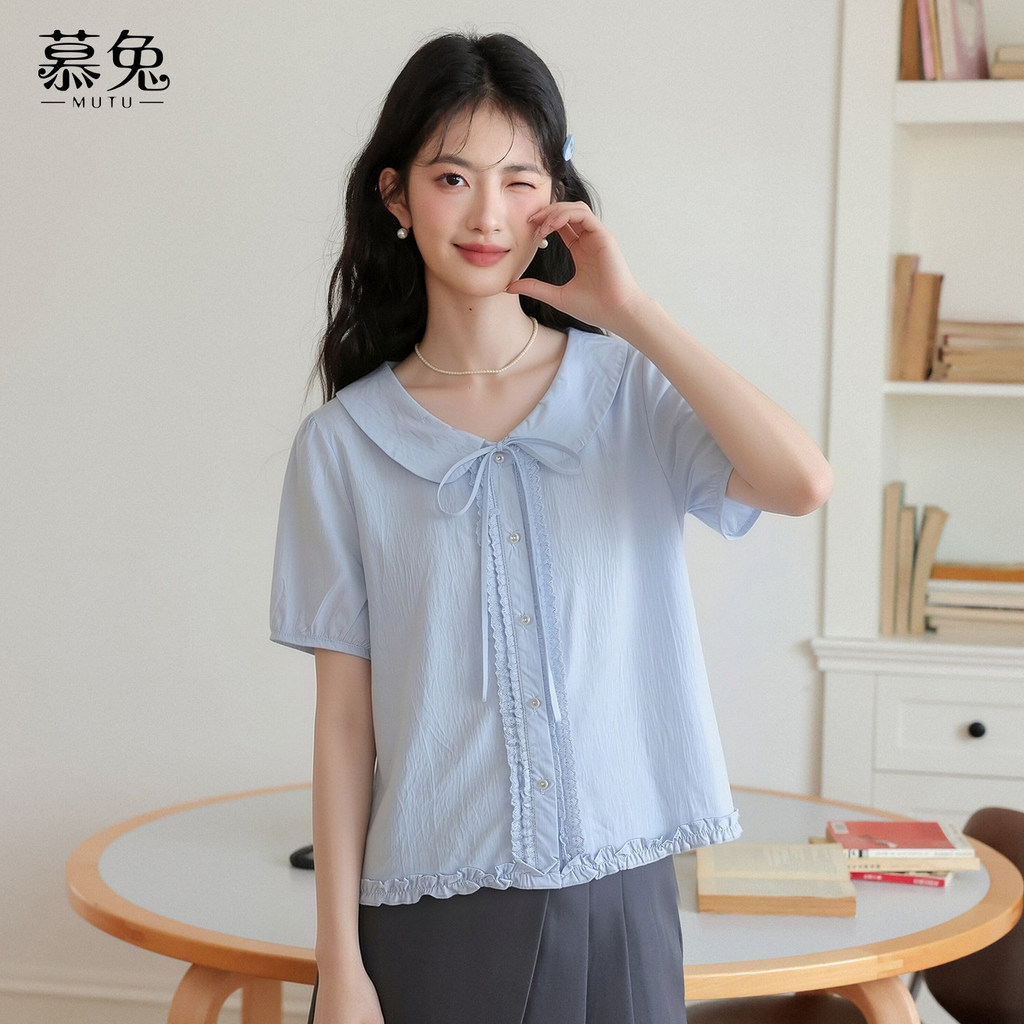 Mutu Blouse Tay Ngắn Phong Cách Búp Bê, Màu Sắc Nhẹ Nhàng Cho Mùa Hè