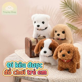 Đồ chơi chó con sang trọng Đi bộ Vỏ cây Wags Đuôi lông mềm thực tế Đồ chơi điện tương tác cho trẻ mới biết đi 1 +