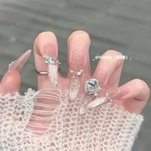 Sweet Ice Plum Premium Ice Trong Suốt Bột Mắt Mèo Nhấp Nháy Extravagant Cưới Cô Dâu Móng Tay Handmade Làm Móng Tay Đeo Móng Tay