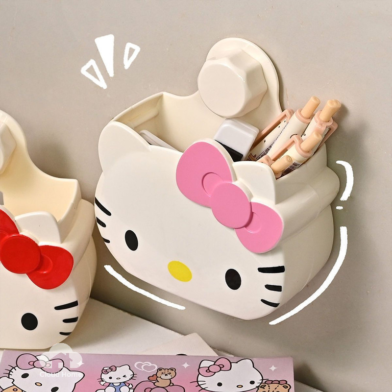 Hộp đựng kem đánh răng và bàn chải đánh răng hình mèo, giá đựng đồ gắn tường phòng tắm, có lỗ thoát nước.