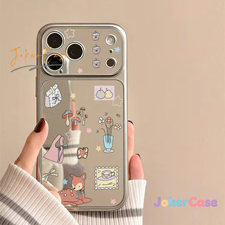 Ốp Lưng Cho IPhone 17 11 16 15 12 13 14 Pro Max 7 15 16 8 Plus XR XS MAX Chữa lành hươu rừng hoa gương bề mặt