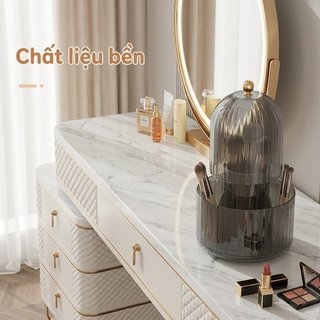 360 Xoay Bàn Chải Trang Điểm Chống Bụi ABS Để Bàn Mỹ Phẩm Tổ Chức Bút Đứng Lưu Trữ