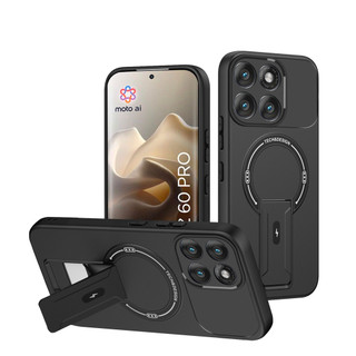 Dành Cho Motorola Moto Edge 60 Pro Ốp điện thoại Cứng Cảm Giác Da Có Chân Đế Ẩn Vỏ Từ Tính Cạnh Mềm Chống Sốc Mỏng Bao