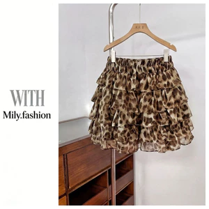 Milyfashion Váy Ngắn Mùa Hè In Chấm Bi Báo Lông Xù, Phong Cách Y2K Mới