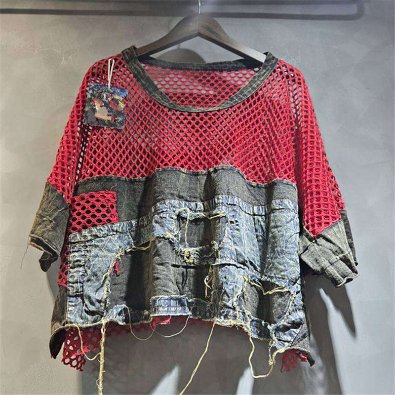 Áo Thun Tay Ngắn Denim Phong Cách Châu Âu Mỹ, Kiểu Dáng Độc Đáo, Phù Hợp Mùa Hè
