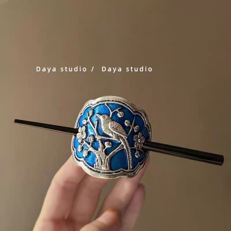 Kẹp tóc phong cách Trung Quốc retro, cloisonne, men giọt nước, phụ kiện lễ hội, sang trọng, phù hợp hàng ngày