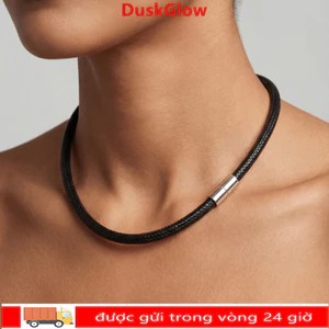 Vòng cổ da DUSKGLOW mặt DIY 45cm chống nước, khóa chắc, unisex