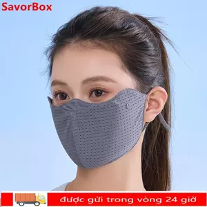 SAVORBOX Ice Silk, Kem chống nắng chống bụi chống tia cực tím, Khăn che mặt lưới thoáng khí có thể giặt được Unisex