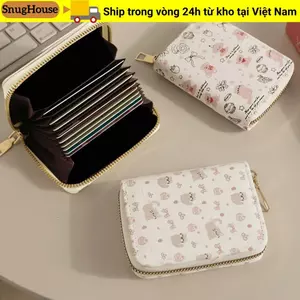Ví đựng tiền xu SNUGHOUSE, Túi đựng tiền Nơ Kitty, Da PU Hộp đựng thẻ dung tích lớn dành cho nữ sinh viên