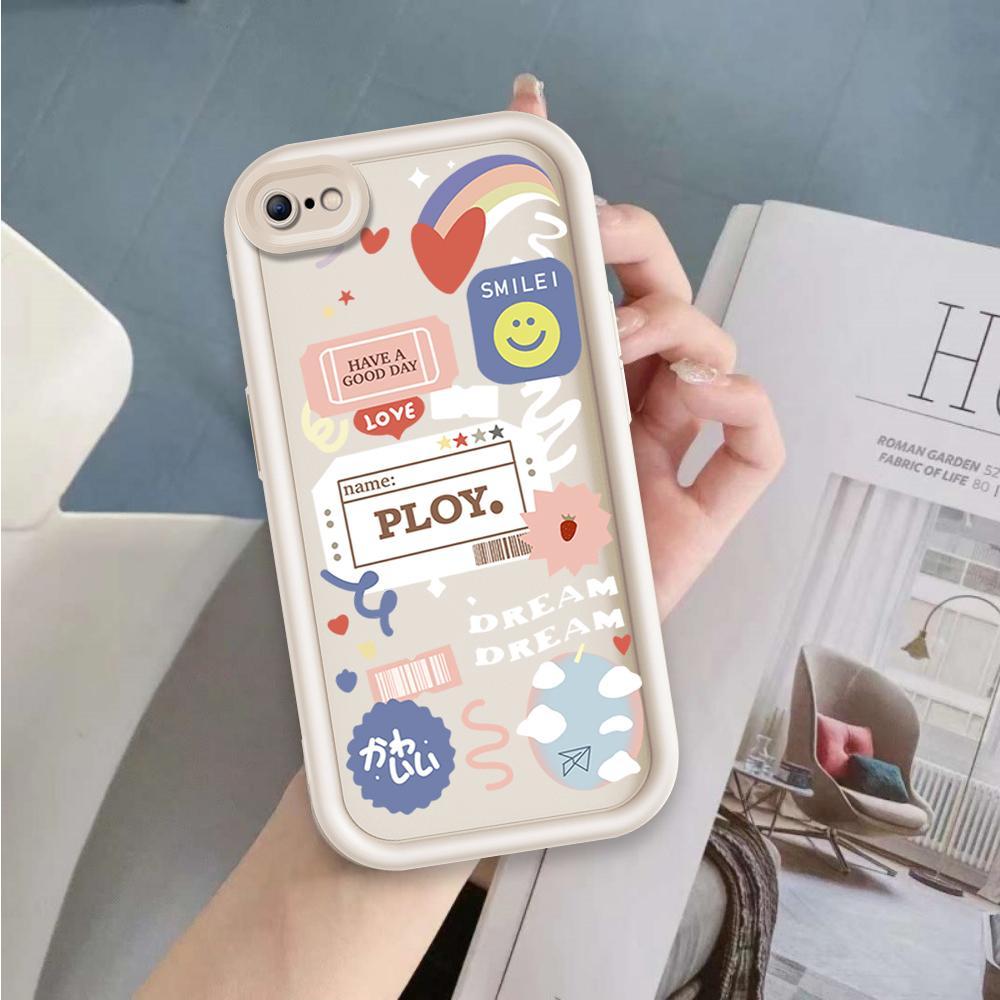 Ốp Cho iPhone 6 6s 7 8 se2020 Plus Hoạt Hình Silicon Phụ Kiện Vỏ Điện Thoại Mềm Nhãn TPU Nụ Cười Hoa Thiên Thần Mắt Chống Sốc Ốp Lưng
