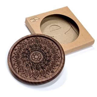 Gỗ Chắc Chắn Bắc Mỹ Đen Quả óc chó Cà Phê Coaster Cốc Gỗ Cách Nhiệt Miếng Lót Chống bỏng Bàn Ăn Gốm Gỗ