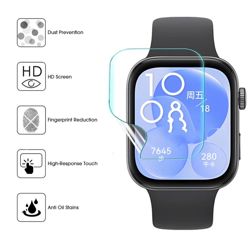 3 Chiếc Đồng Hồ Thông Minh Bảo Vệ Màn Hình Cho Huawei Watch Fit 5 4 3 Pro HD Pha Lê Trong Suốt Mềm Hydrogel Cho Huawei Watch Fit 4Pro 5Pro 3 4 5 Phim Bảo Vệ