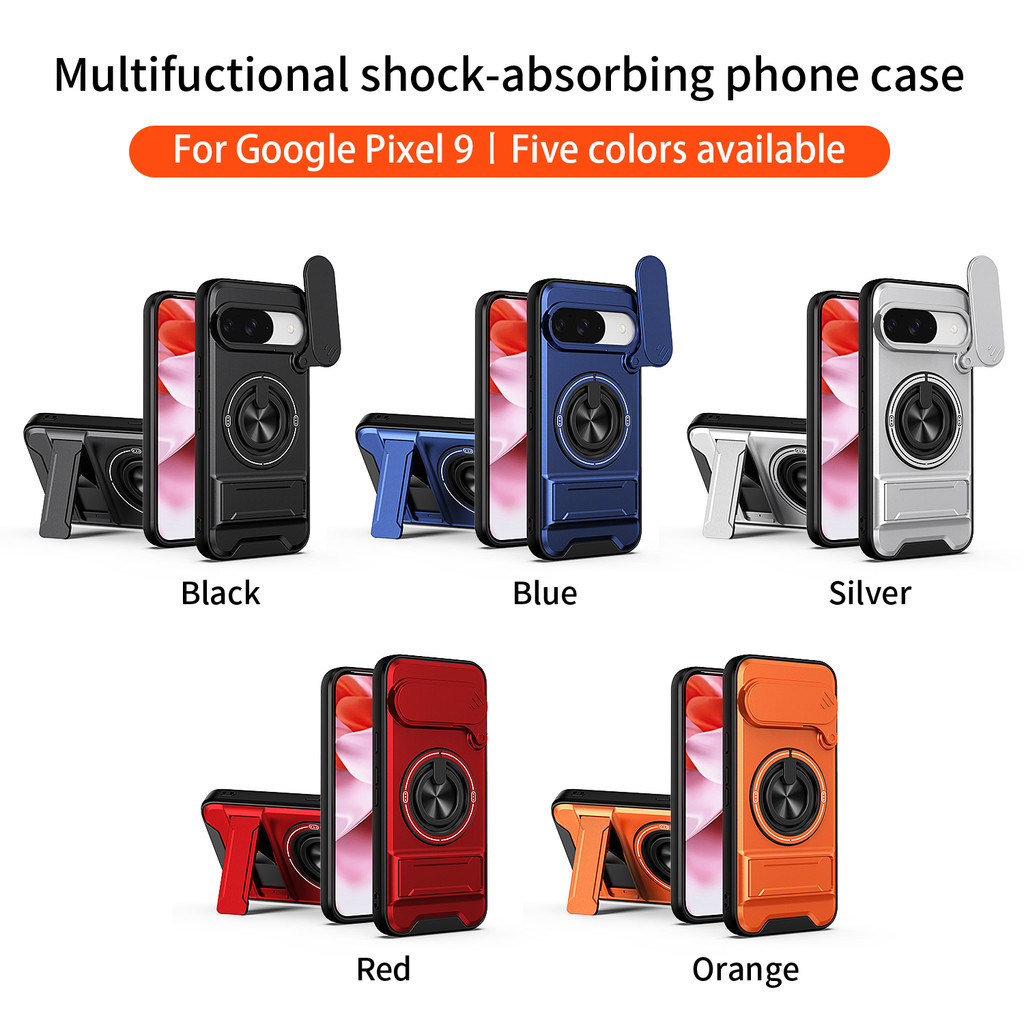 Ốp Điện Thoại Đa Năng Sang Trọng Thích Hợp Cho Google Pixel 9 10 10A Pro 5G 7 8 6 Dây 360°Giá đỡ vòng có vỏ máy ảnh Vỏ bảo vệ toàn diện chống sốc