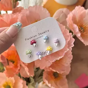 Thiết Kế Thích Hợp Thời Trang Bông Tai Chấm Bi Bông Tai Nấm Nhỏ Dễ Thương Cao Cấp Đơn Giản Thời Trang Phù Hợp Với Bông Tai