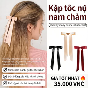Kẹp tóc nam châm nơ, kẹp tóc nơ satin dễ thương, tạo kiểu tóc nhanh chóng cho nữ