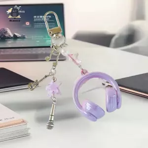Ins Phong Cách Âm Nhạc Tai Nghe Hình Móc Khóa Điện Thoại Di Động Dây Chuyền Quyến Rũ Móc Khóa Trang Sức Cho Bé Gái Nữ Túi Quà Tặng Trang Trí Mới