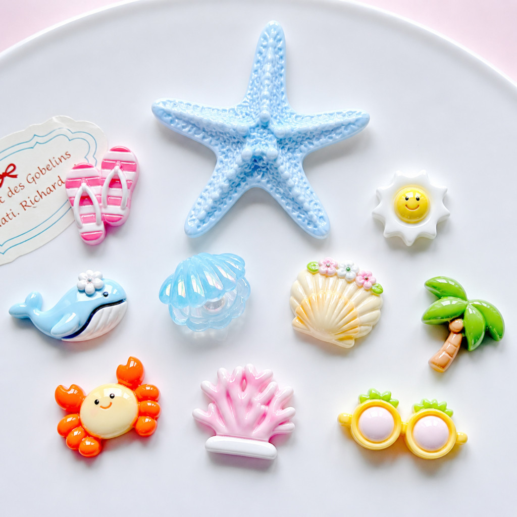 Set Charm Biển Sao Biển Kem Gắn Dép Crocs Cá Cua Vỏ Sò Kính Dứa Phong Cách Summer Tropical Pastel Dễ Thương