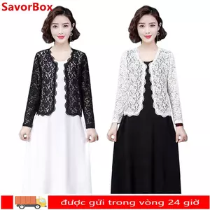 Áo sơ mi điều hòa không khí SAVORBOX, Áo len Cardigan nữ mùa hè buộc ren hoa, Quần áo chống nắng đi biển thoáng khí nhẹ dành cho nữ