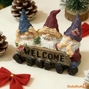 Vườn Gnome Ký Hiệu Chào Mừng Tượng Ngoài Trời Nhựa Yêu Tinh Tượng Trang Trí Bãi Cỏ Vui Nhộn Cho Sân hiên hiên