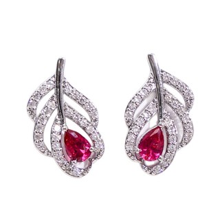 Châu Âu Mỹ ins Phong Cách Mới Đỏ Corundum Zircon Bông Tai Nữ