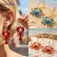 AqToCna Vàng Đi Biển Vòng Bông Tai Nữ Men Tôm Hùm Cua Mặt Dây Chuyền Trang Sức Mùa Hè Boho Phụ Kiện AqToCna