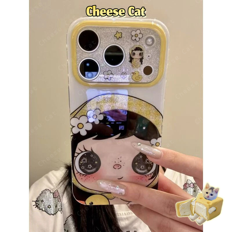 Ốp điện thoại bảo vệ họa tiết ống kính nơ dễ thương dành cho iPhone 13 12 11 14 15 16 Pro Max búp bê xu hướng thời trang