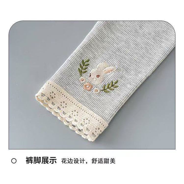 Bé Gái Xuân Thu Ngoài Mặc Quần Legging Modal Thêu Quần Thỏ 80-130 Size 5JUN