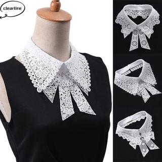 CLEARLINE Cổ Giả, Cổ Giả Trắng Đen Có Thể Tháo Rời, Đầm Cưới Ren Hoa Thời Trang Phụ Kiện Nữ Bé Gái