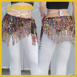 GUSTAVA Belly Dance Hip Scarf, Bohemian Sequins Nữ Thắt Lưng Váy, Tua Rua Thời Trang Bụng Đai Khiêu Vũ Thể Hiện Trang Phục