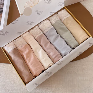 Quần Lót Satin Nữ Phong Cách Mới, Thiết Kế Giữa Eo, Viền Ren, Thoáng Khí.