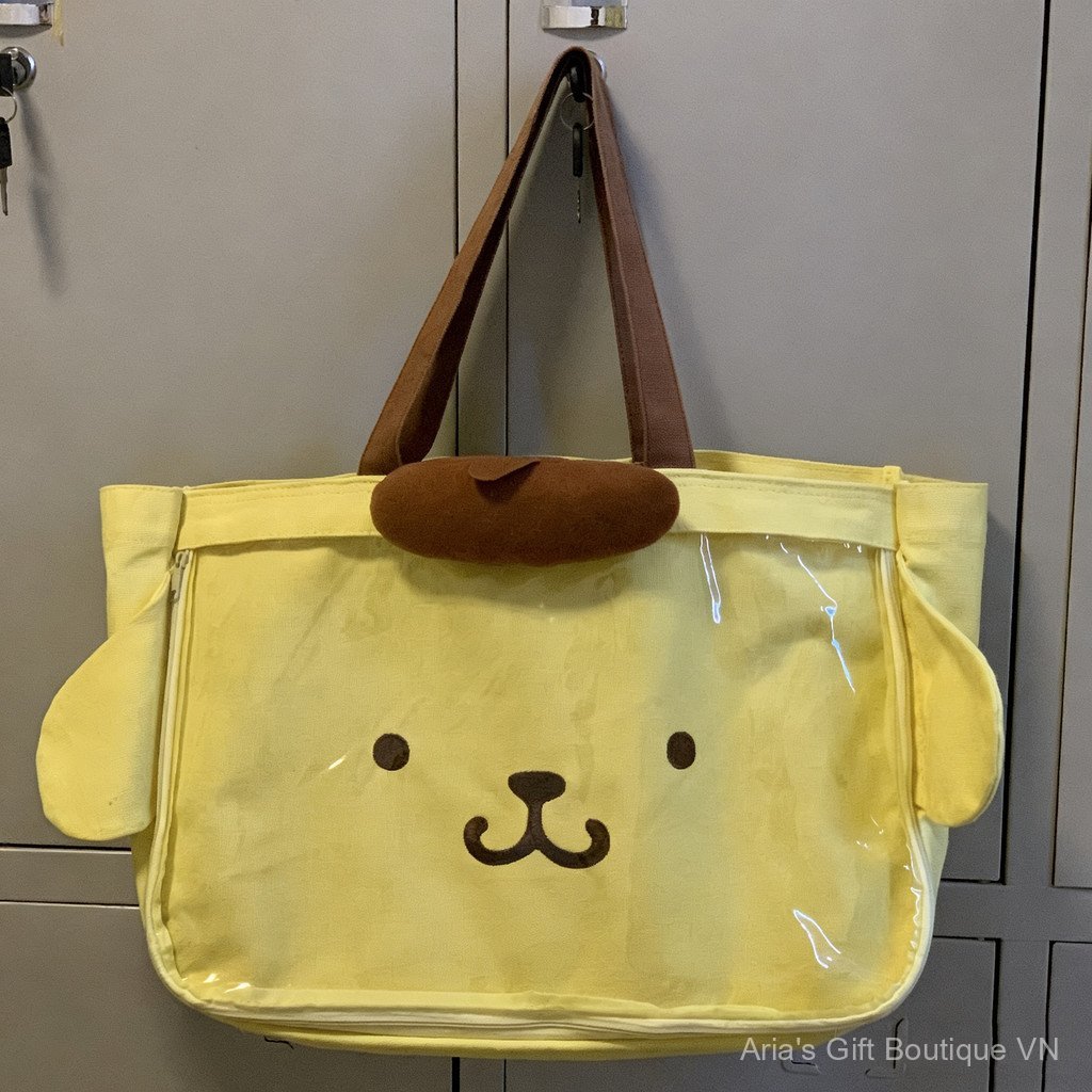 [Aria-G1] Túi Tote Chó Pudding Dễ Thương Dung Tích Lớn ins Phong Cách Hoạt Hình Di Động Dây Kéo Nữ Lưu Trữ Học Sinh