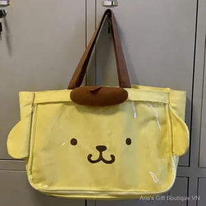 Túi Tote Chó Pudding Dễ Thương Dung Tích Lớn ins Phong Cách Hoạt Hình Di Động Dây Kéo Nữ Lưu Trữ Học Sinh