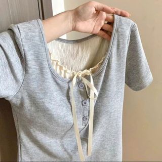 Áo croptop babytee cộc tay phối bèo buộc dây nơ, cổ tròn dễ mặc dành cho nữ. MẪU MỚI