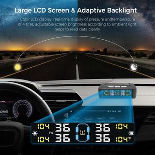 TPMS Giám Sát Áp Suất Lốp 4 Cảm Biến, Sạc Năng Lượng Mặt Trời & USB, Hiển Thị Nhiệt Độ, Dùng Cho Ô Tô SUV Xe Con