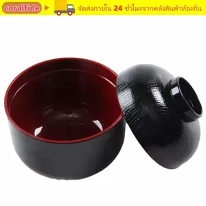 Bát súp Miso CORALTIDE, Bộ đồ ăn có nắp bát cơm Nhật Bản, súp phục vụ cơm phục vụ bát súp truyền thống có nắp Phụ kiện nhà bếp