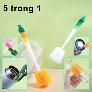 Bộ Cọ Rửa Bình Cóc Tay Cầm Dài Đa Năng Làm Sạch Mọi Ngóc Ngách - Màu Cam, Trắng