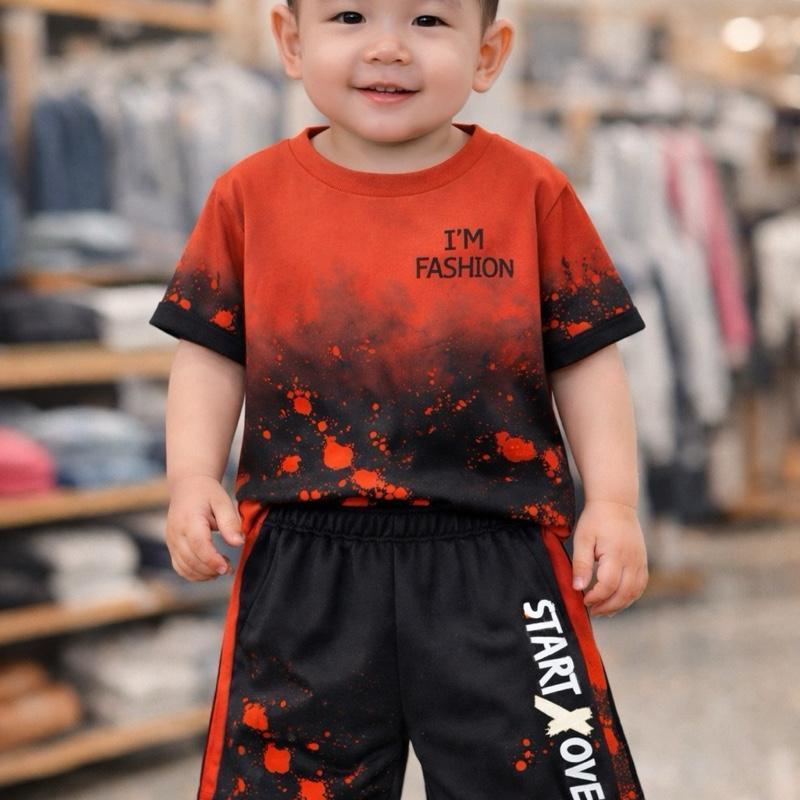 4Bộ/4màu sét Bộ cộc tay Unisex cho bé từ 7-50kg họa tiết IM'FASHION unisex 7-50 KG