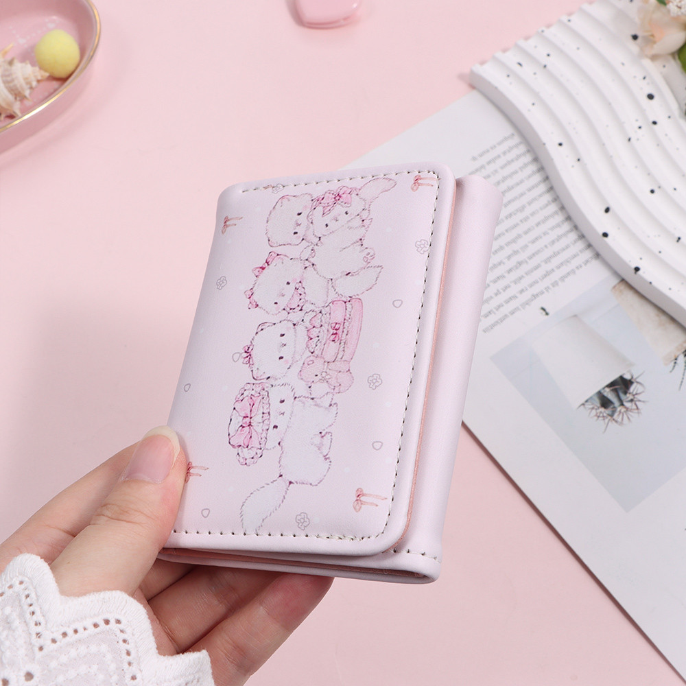 Ví đựng tiền xu BAMBOOB, Ví ngắn in hình mèo Kawaii, Túi đựng tiền màu hồng đa năng bằng da PU di động dành cho nữ du lịch