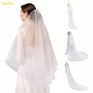 Váy cưới phụ kiện - khăn choàng dài cho cô dâu với đuôi váy sheer cực dài