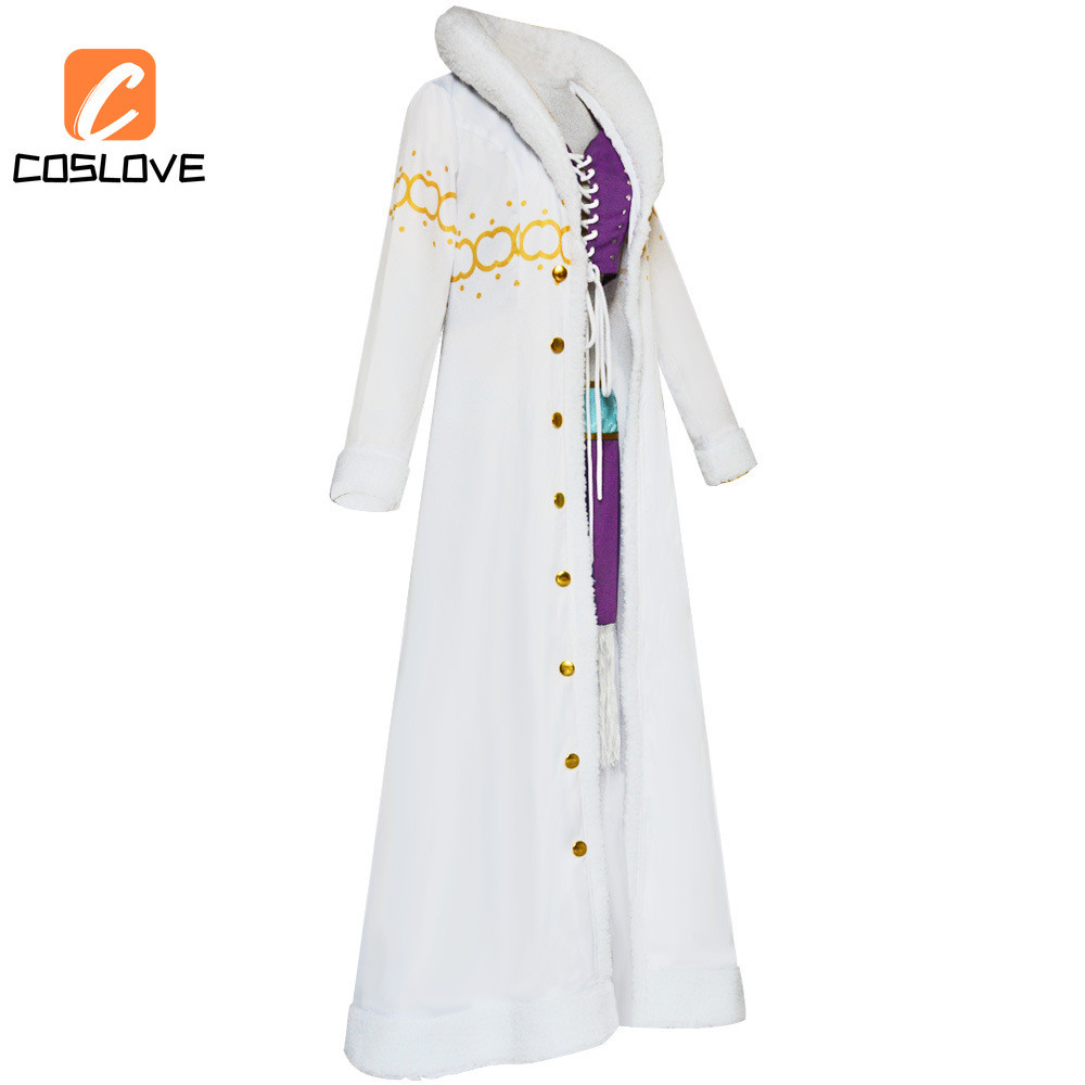 Trang phục cosplay Nico Robin One Piece - Trang phục mùa đông hoàn chỉnh với áo dài trắng