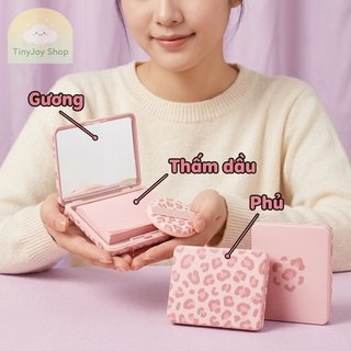 Giấy Làm Sạch Dầu Gương Nhỏ Gọn Kiểm Soát Dầu Mặt Sợi Tự Nhiên Mềm Di Động Da Báo In