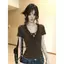 Áo thun ngắn tay cổ chữ v Hot Girl của Mỹ dành cho nữ mùa hè ren thiết kế có dây buộc thiết kế Sense Slim-Fit Slimmer Look Short Top