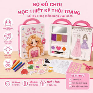 Công Chúa Magic Túi Trang Điểm Trẻ Em Thiết Kế Thời Trang Miếng Dán Thủ Công Bộ Đồ Chơi Di Động