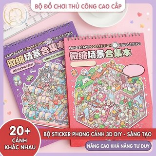 Bộ Nhãn Dán 3D Có Thể Tái Sử Dụng Cảnh PET DIY Sổ Lưu Niệm Trang Trí Câu Chuyện Trẻ Em Thủ Công Hoạt Động Gói