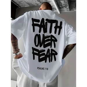 Áo thun nam cotton 220GSM oversize mùa hè phong cách Mỹ FAITH đa năng phối đồ