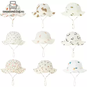 Nhíp Cho Bé Cotton Buet Mũ Trẻ Em Mới Mũ Ngoài Trời Bé Trai Bé Gái In Panama Mũ Unisex Đi Biển Mũ Câu Cá VN
