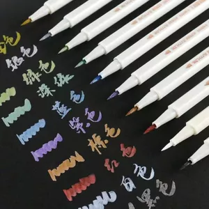 Màu Mềm Đầu Kim Loại Bút Sơn Sổ Tay Học Sinh Bút DIY Tông Đen Album Ảnh Trang Trí Bút Thư Pháp Bút Làm Đẹp